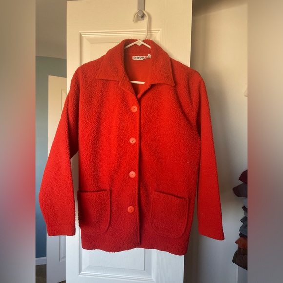 Vintage orange fuzzy jacket - Picture 3 of 5